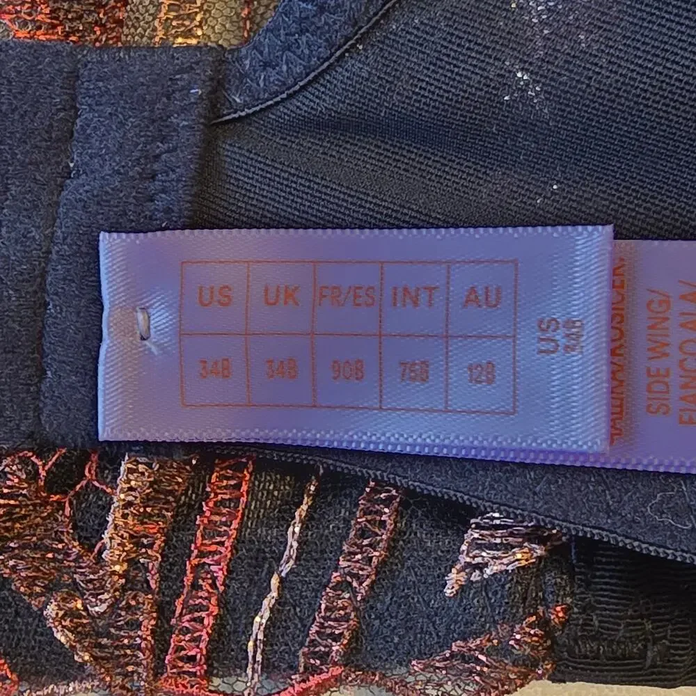 Savage x Fenty Bra Size 34B Henna Red Shining Star Unlined Demi Embroidered - Picture 5 of 8